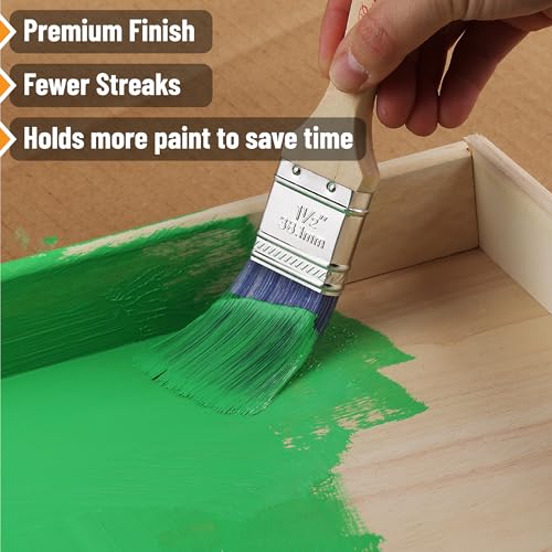 Bates Angle Paint Brushes, 1-Inch, 6 Pack - Treated Wood Handle, Stain & Wall Brushes for Painting Furniture & Walls - color: Wood Handle Angle, size: 6 Pack, 1"