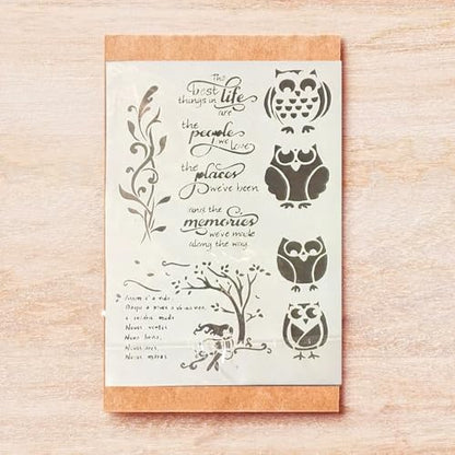 TIAMECH A4 Reusable Four Owls Stencil for Painting - style: Four Owls