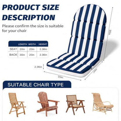 Adirondack Chair Cushion, 50x20 in Outdoor Rocking Seat Pad, 1 Pack - color: Navy Blue White Stripe, size: 1 pack