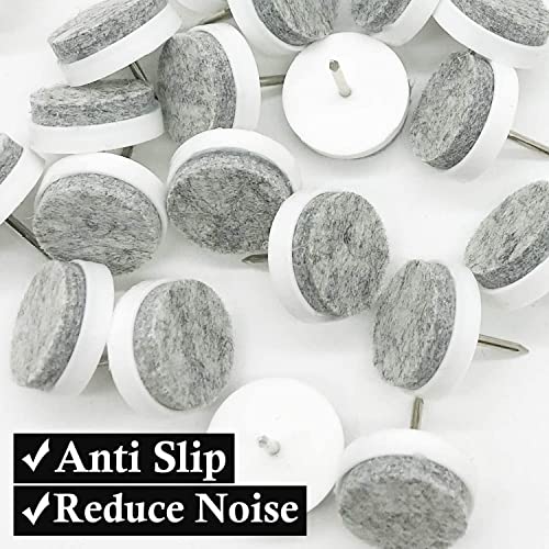40pcs Round Heavy Duty Nail-on Felt Pad for Furniture Chair Table Leg Feet Floor Protectors Slide Smoothly (White, Pad Diameter 24mm) - color: White 24mm (40 Pcs)