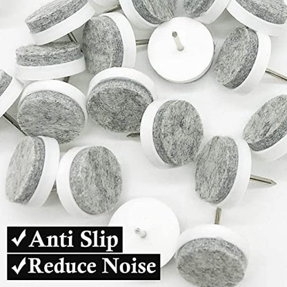 40pcs Round Heavy Duty Nail-on Felt Pad for Furniture Chair Table Leg Feet Floor Protectors Slide Smoothly (White, Pad Diameter 18mm) - color: White 18mm (40 Pcs)