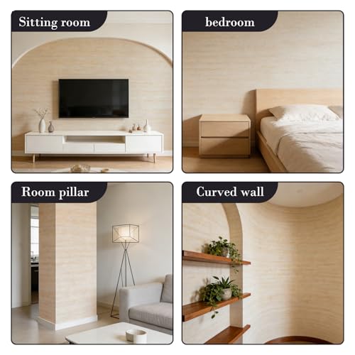 Peel and Stick Faux Travertine PVC Wall Panel Roll, Warm Beige, 15.7"x118" - color: Warm Beige