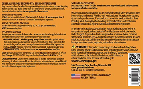 General Finishes Enduro RTM Water Based Wood Stain, 1 Quart, Golden Brown - color: Golden Brown, size: 1 Quart