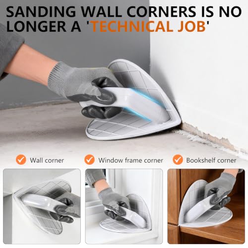 Drywall Corner Sander, Hook and Loop Sanding Tool with 8Pcs Sanding Discs - style: 8Pcs MixGrit