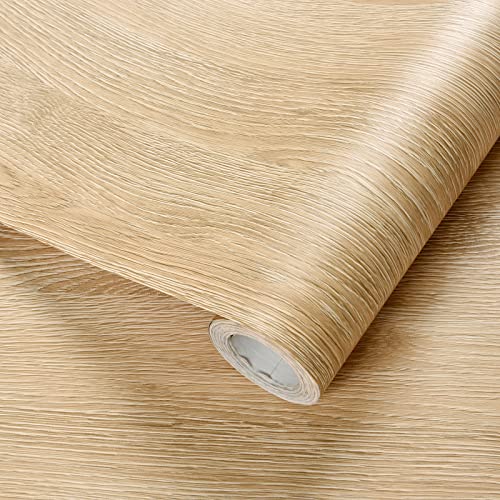 Haimin Wallpaper 24" x 393" Wood Contact Paper Peel and Stick Vinyl Roll - color: Yellow Oak