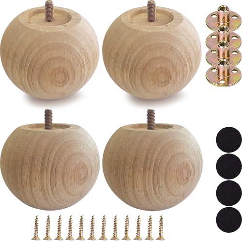 3 Inch Wooden Sofa Legs Solid Wood Sofa Furniture Replacement Legs, Cabinet Legs/Desk/Sofa/Bookcase Legs DIY, with Mounting Plate & Screws Set of 4 (3 inch Unfinished) - size: 3 inch Unfinished