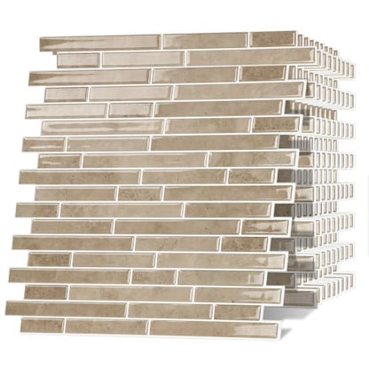 Peel and Stick Backsplash Tile, Stick on Beige Marble Look Mosaic Wall Tile - color: Marble Beige