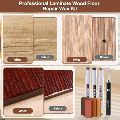 Vinyl Floor Repair Kit with Heated Pen – Filler for Scratches & Cracks - color: Black