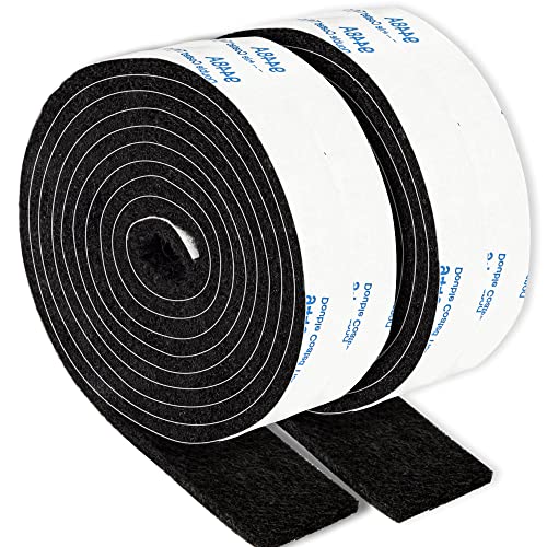 Felt Strips with Adhesive Backing, 2 Felt Rolls 1x 60 Inches Black, Felt Tape with Adhesive Backing, Furniture Felt Strips - size: 2 Rolls 1x60 inch