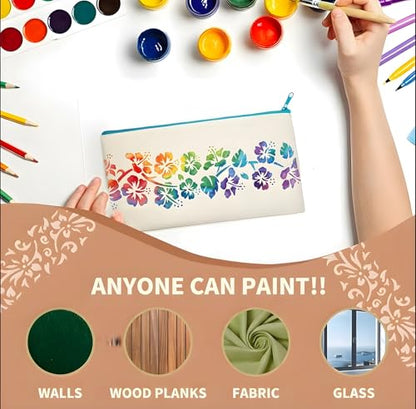 16 Flower Border Stencils for Painting, Vine Edges for Wood Signs 12x3 - color: Flower 16PCS