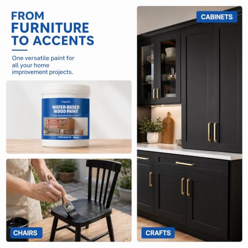 Wood Furniture Paint, Black, 32 fl oz - color: Black, size: 32 Fl Oz (Pack of 1)