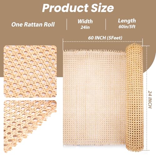 GDDGHS Rattan Cane Webbing Roll 24x60 Inch