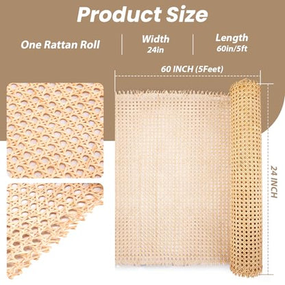 GDDGHS Rattan Cane Webbing Roll 24x60 Inch