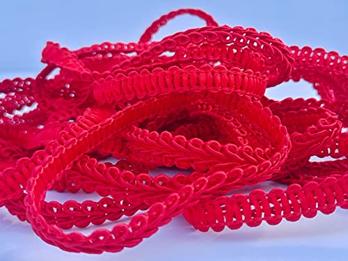 3/8 Inch Gimp Braid Trim 50 Yards for Upholstery Costume DIY Crafts (1313 Red) - color: Red
