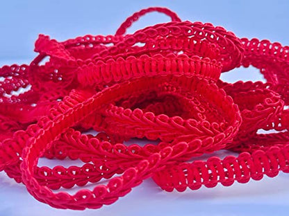 3/8 Inch Gimp Braid Trim 50 Yards for Upholstery Costume DIY Crafts (1313 Red) - color: Red