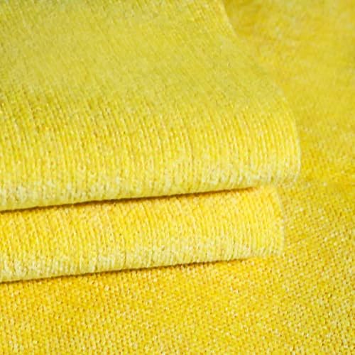 58" x 40" Chenille Fabric | Soft Luxury for Home Decor & Fashion | Crafting Cozy Comfort & Timeless Elegance (Yellow) - color: Golden, size: 58''x40''