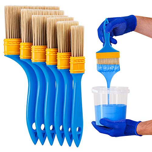 Chalk & Wax Paint Brush, 6PCS Chalk Paint Brushes for Crafts, Paint Brushes for Walls & Furniture, Wax Brushes for Painting and Refinishing Furniture, Fences and Wall (1, 1.5, 2, 2.5, 3, 4 in)