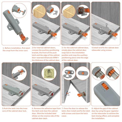 Push to Open Door Latch,5 Pack Non-Magnetic Heavy Duty Push Latch for Hidden Door Push Release Drawer Pull Touch Lock Tip On Closet Close Strong Pop Out,Push to Open Kitchen Cabinet Hardware