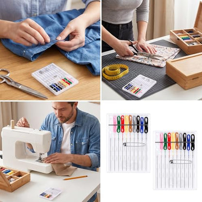 4 Boxes Travel Sewing Kit Mini, Pre Threaded Needles for Hand Sewing