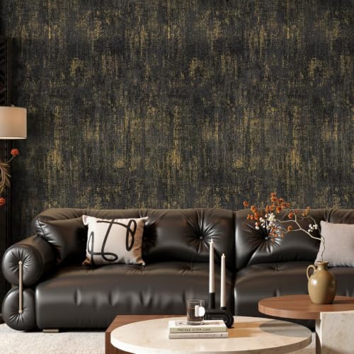 Arthome Black Gold Wallpaper Peel and Stick Contact Paper 17" x 240" - color: Black Gold, size: 17" x 240"
