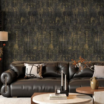 Arthome Black Gold Wallpaper Peel and Stick Contact Paper 17" x 240" - color: Black Gold, size: 17" x 240"