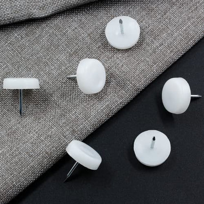 18mm Nail On Chair Sliders, Round Plastic Furniture Feet Glides - size: 18mm