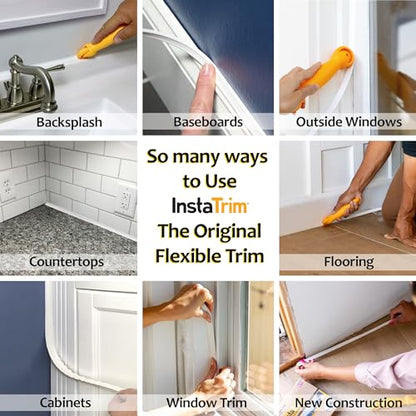 InstaTrim Flexible, Self-Adhesive Caulk Strip Sealant, 3/4" x 10', Gray - color: Gray, size: 3/4 in x 10 ft
