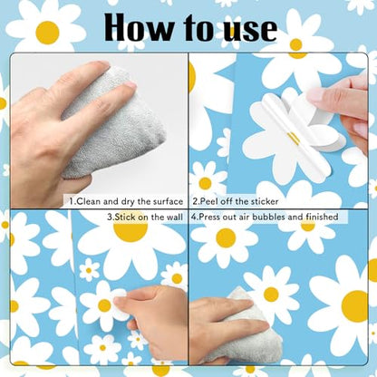 Pedel Daisy Wall Decals, 8 Sheets 96 Pcs - color: Daisy