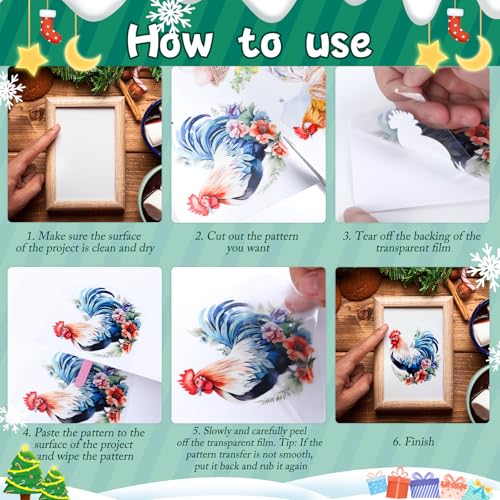 Christmas Rub on Transfers for Crafts - 12 Sheets Merry Christmas Rub on Transfer Stickers for Furniture Gnome Snowman Winter Rub on Transfers for Wood DIY Home Decor 5.9x5.9 Inch - style: Christmas