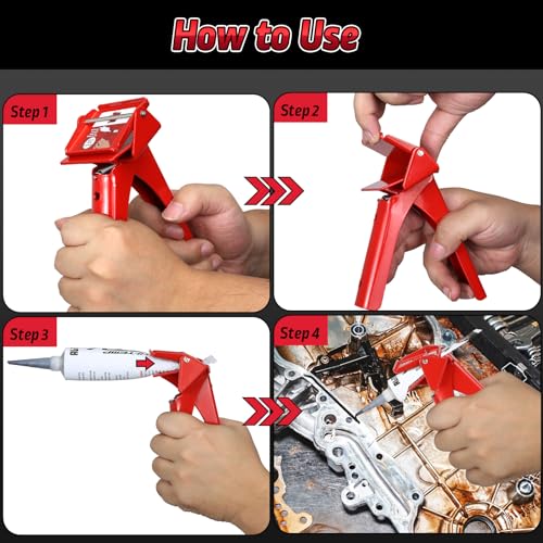 Silicone Dispenser for RTV Tube, 71006 Efficient and Easy Control Tube Extrusion Tool,Maximize Squeeze 94% Material Out Tool (Red), 2.5" Industrial Size - color: Red