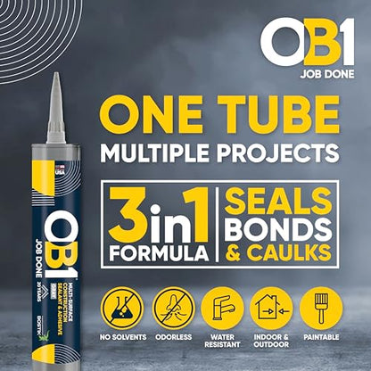 OB1 Universal Caulk Sealant & Adhesive Gray 10.1oz - 1 Cartridge - color: Gray, size: 10.1oz