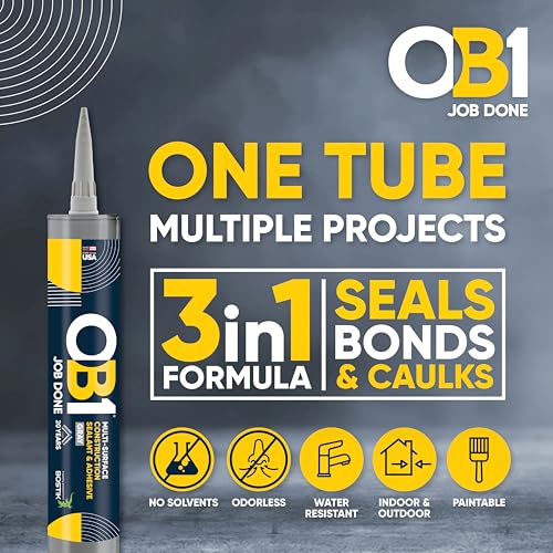 OB1 Universal Caulk Sealant & Adhesive Gray 10.1oz - 1 Cartridge - color: Gray, size: 10.1oz