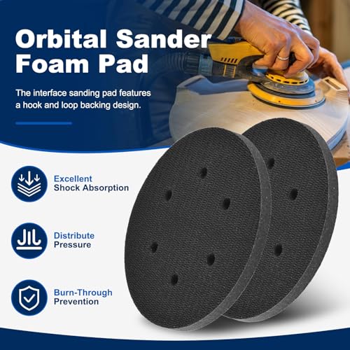 5Pcs 6 Inch Interface Pads, 6 Hole Foam Sanding Pads - size: 6 Hole