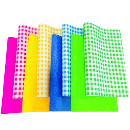 8pcs Colorful Plaid Printed Faux Leather Sheets 8x12 inch Shiny Crystal Candy Solid Color Chunky Glitter Girl Fabric for Bows Crafts (Summer Plaid), 19014 - color: Summer Plaid