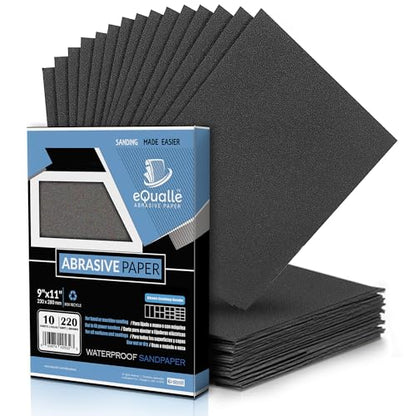 Sandpaper Grit 220, 9x11 inch, 10 Sheets
