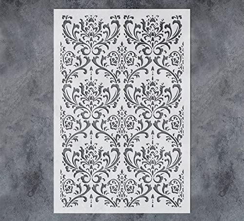 GSS Designs Damask Wall Stencil for Painting 16x24Inch Wall Stencil DIY Home Decor Stencils Paint Stencil for Walls Furniture Floors Fabric Crafts - style: Damask 16''x24''