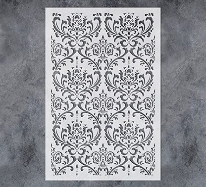 GSS Designs Damask Wall Stencil for Painting 16x24Inch Wall Stencil DIY Home Decor Stencils Paint Stencil for Walls Furniture Floors Fabric Crafts - style: Damask 16''x24''