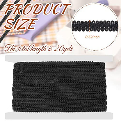 Jutom Gimp Braid Trim 1/2 Inch 20 Yard Gimp Braid Trim Decorative, Black - color: Black
