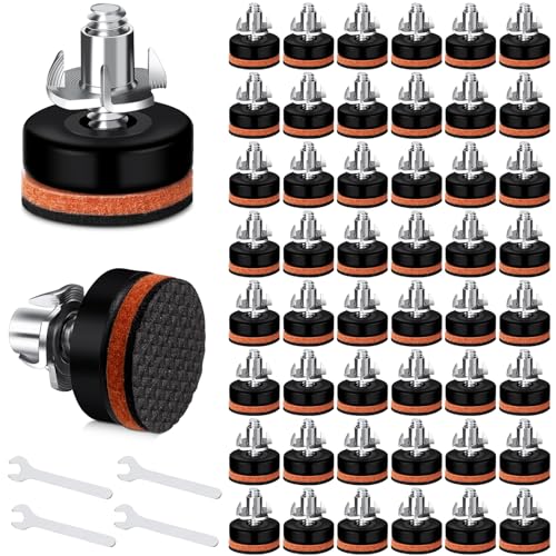 Ziliny 48 Pcs Adjustable Leveling Feet Riser Protective Height Feet with Felt Bottomed Rubber Pads Furniture Levelers for Table Chair Cabinet Sofa Bed Legs Protector Heavy Duty with 4 Spanner