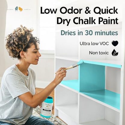 Chalky Chicks Aqua Bay 8 Fl Oz Chalk Paint for Furniture All in One - color: Aqua Bay (Aqua Blue), size: 8 Fl Oz (Pack of 1)