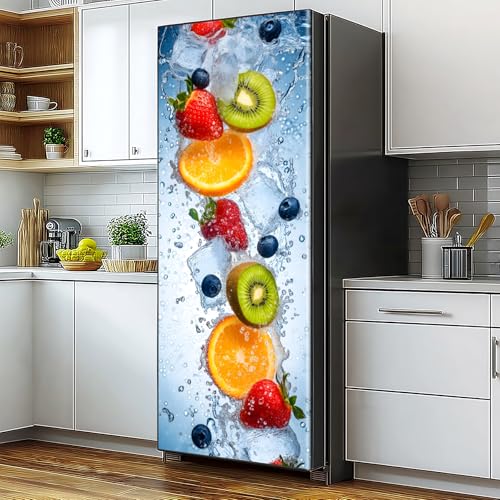 Self-Adhesive Vinyl Refrigerator Stickers Peel and Stick Removable Wallpaper for Doors, Walls, Furniture Wrinkle-Resistant Waterproof No Residue Easy DIY Home Decor (Type4, 32.3"x78.7") - color: Type4
