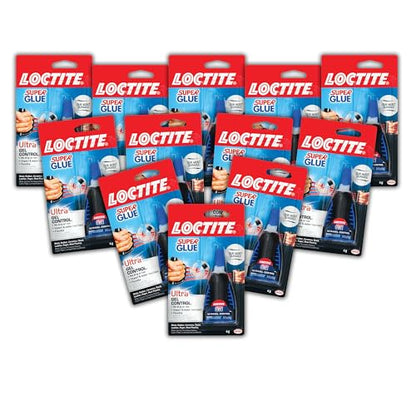Loctite Super Glue Ultra Gel Control, Clear, 0.14 fl oz Bottle, 12 Pack - Superglue for Plastic, Wood, Metal, Crafts & Repair, Cyanoacrylate Adhesive Instant Glue, Quick Dry - size: 12 Pack, style: Ultra Gel Control