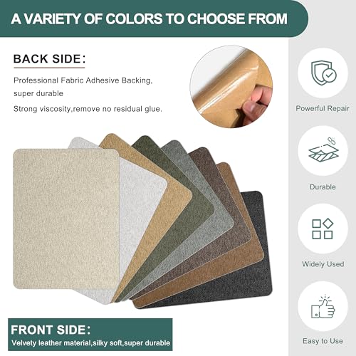 Azobur Couch Patch Repair Fabric,Microfiber Fabric, Self-Adhesive, for Sofa Repair and Upholstery, 2 Pieces, 9.5 x 11 inches (Light Khaki) - color: Light Khaki, size: 9.5" x 11"-2 PCS
