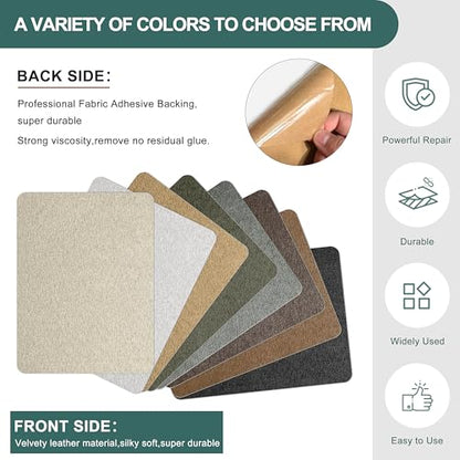 Azobur Couch Patch Repair Fabric,Microfiber Fabric, Self-Adhesive, for Sofa Repair and Upholstery, 2 Pieces, 9.5 x 11 inches (Light Khaki) - color: Light Khaki, size: 9.5" x 11"-2 PCS