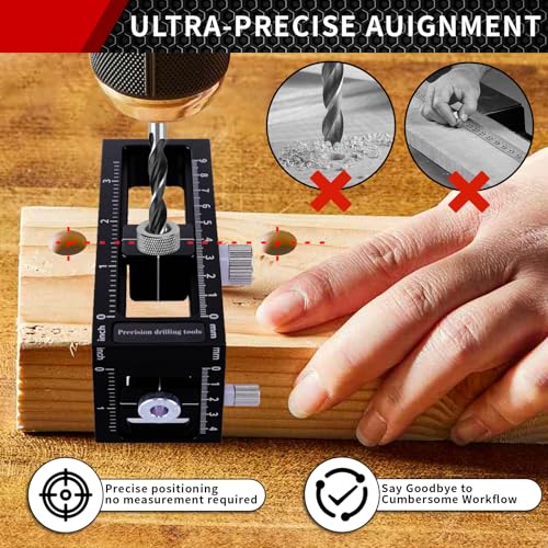 2-in-1 Auto Centering Dowel Drilling Jig with 8 Size Drill Bushings 3-10mm