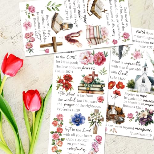 3 Sheets Classical Bible Rub On Transfers for Crafts-5.9 x 11.8 inches Easy-to-use Rub on Transfer Decals for Wood,Glass, Leather,Porcelain,Craft Projects-Home Decoration Stickers - style: Biblical words