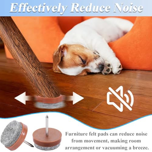 30 Pack 30mm Nail-on Felt Pads, Round Heavy Duty Furniture Glide - color: Brown, size: Φ 30 mm