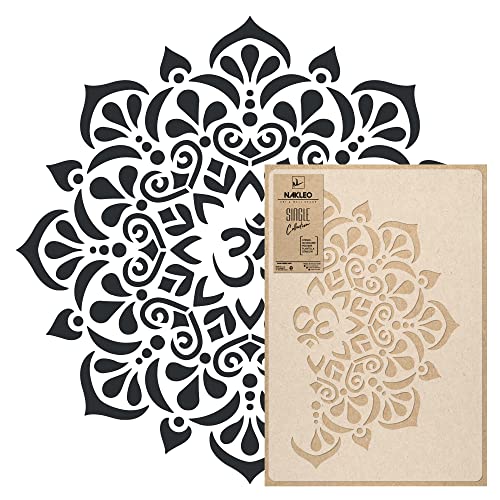 NAKLEO Mandala Painting Large Stencil Diameter 23.2”, Tibetan Circle OM Mandala Geometric Ornament, Reusable Plastic Template DIY Art and Craft, Wall Floor Wood Fabric Furniture - color: Tibetan, size: M