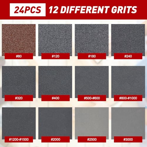 24 PCS Sanding Sponge Block 400 Grit Wet Dry Sandpaper for Wood Metal - color: 400g, size: 24 Pcs