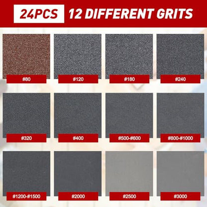 24 PCS Sanding Sponge Block 320 Grit Wet Dry Sandpaper for Wood Metal - color: 320g, size: 24 Pcs